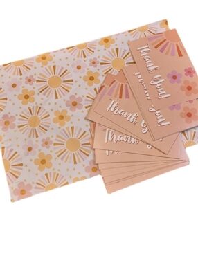 Poly Mailers (25) + Thank You Post Cards (25) Set Sunshine Floral Spring 10x13